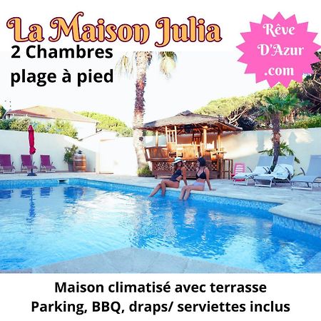 Reve D'Azur, 2 Chambres, Maison Julia En Bord De Mer A La Nartelle, Piscine Partagee, Parking & Terrasse Bbq, Wifi Et Draps Inclus Plage A Pied Sainte-Maxime Ngoại thất bức ảnh