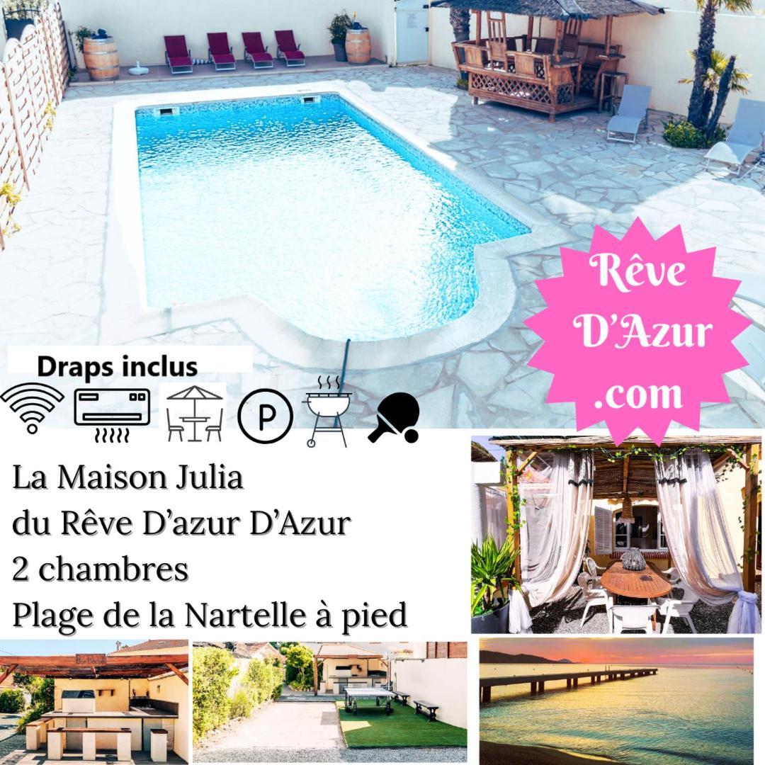 Reve D'Azur, 2 Chambres, Maison Julia En Bord De Mer A La Nartelle, Piscine Partagee, Parking & Terrasse Bbq, Wifi Et Draps Inclus Plage A Pied Sainte-Maxime Ngoại thất bức ảnh
