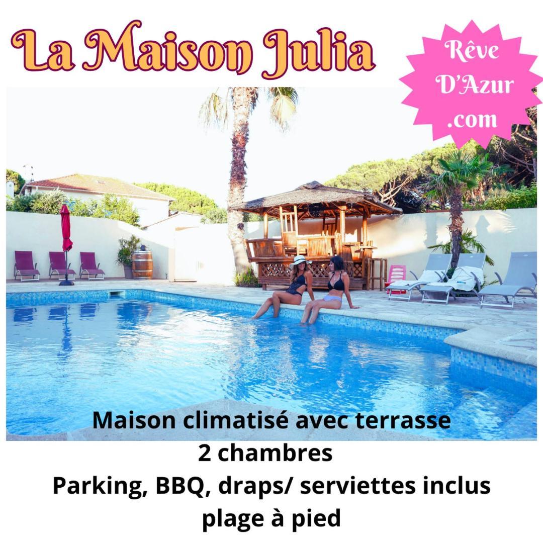 Reve D'Azur, 2 Chambres, Maison Julia En Bord De Mer A La Nartelle, Piscine Partagee, Parking & Terrasse Bbq, Wifi Et Draps Inclus Plage A Pied Sainte-Maxime Ngoại thất bức ảnh